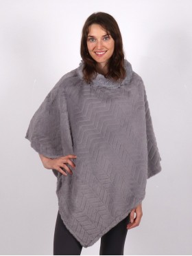 Soft Faux Fur Poncho W/ Zig-zag Pattern 